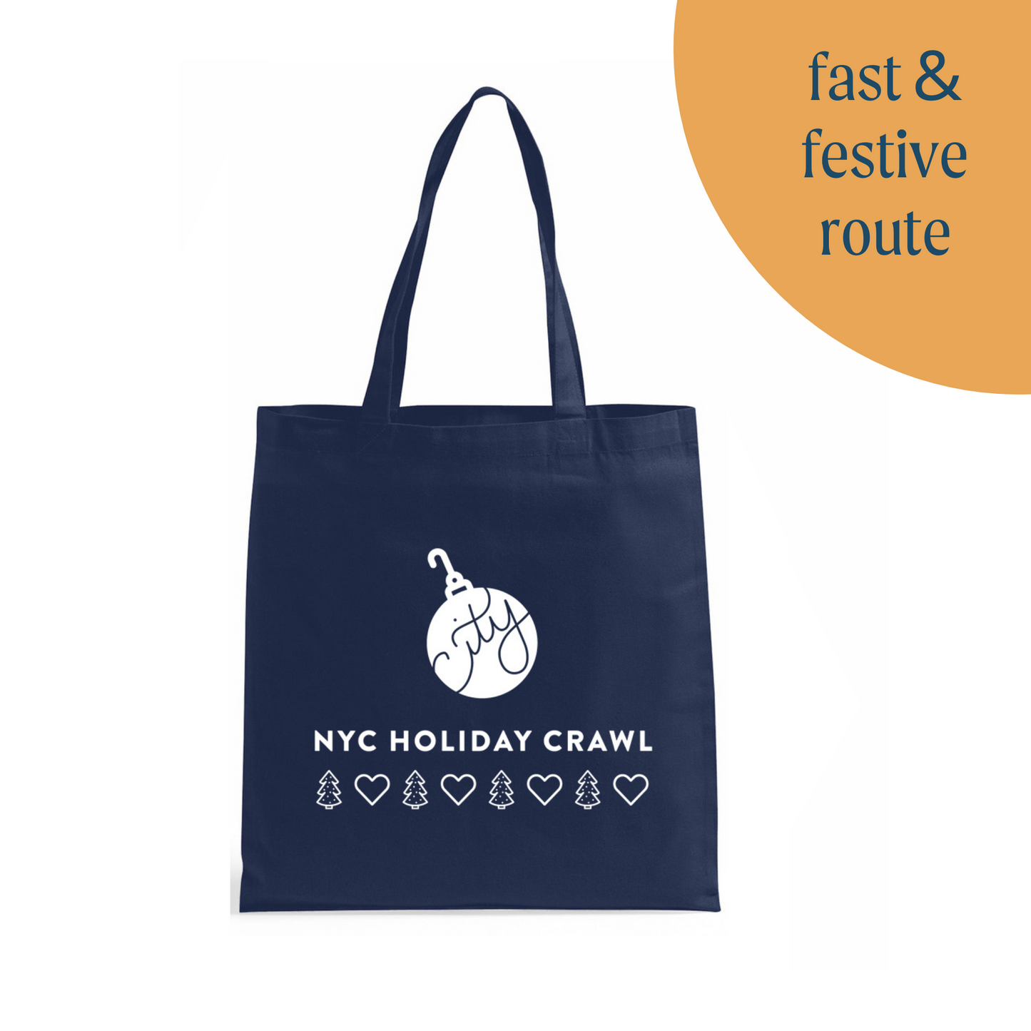 Best of Manhattan Trees route tote bag. Fast & Festive route. City Crawl Adventures.