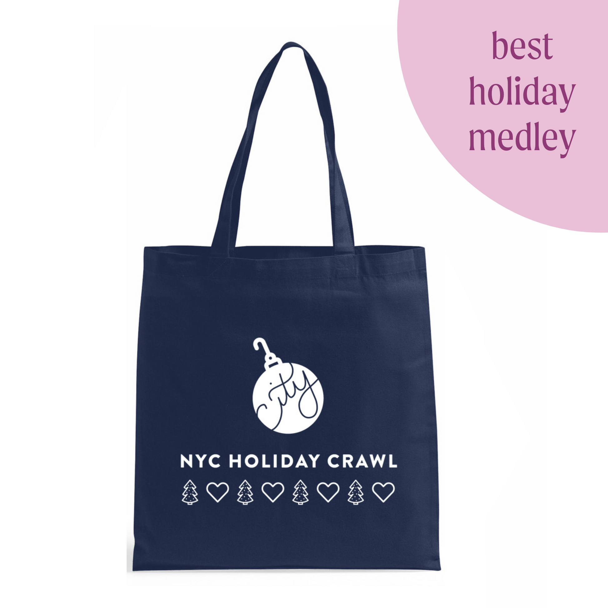 Best of Manhattan Trees Treats route tote bag. Best Holiday Medley. City Crawl Adventures.